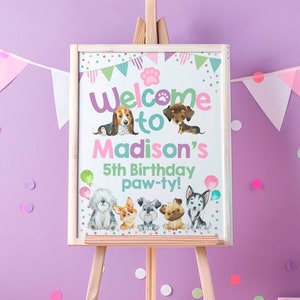 Puppy Welcome Sign, Dog Birthday Party Decorations, Pet Adoption Party, Paw-ty Birthday, Puppy Party Decorations, Dog Sign, INSTANT DOWNLOAD