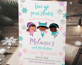 Ice Skating Invitation, EDITABLE Invitation, Ice Skating Birthday Party, Ice Skate Invite, Winter Wonderland Invitation INSTANT DOWNLOAD