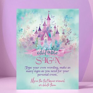 Princess Birthday Party Editable Sign, Princess Castle Party Sign, Princess Decoration, Once Upon a Time Girl Birthday Party Sign, Download