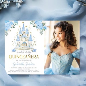 Quinceañera Invitation with Photo, Princess Castle Royal Party, Fairytale Princess Party, Customizable Printable Template, INSTANT DOWNLOAD
