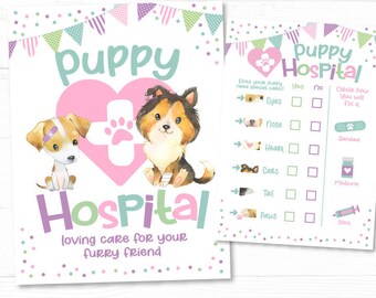 Puppy Party Games, Pet Hospital Sign + Vet Check Up, Puppy Party Decorations, Pawty Birthday, Dog Party, Puppy Adoption, INSTANT DOWNLOAD