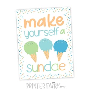 Ice Cream Bar Sign, Sundae Bar Sign, Ice Cream Birthday Party, Ice Cream Decorations, INSTANT DOWNLOAD