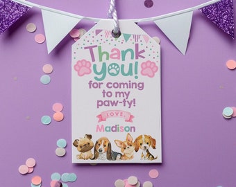 Puppy Favor Tags, Pawty Thank You Notes (INSTANT DOWNLOAD)