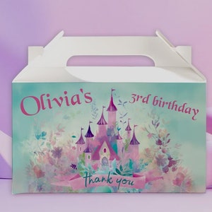 Princess Birthday Party Gable Box Label, Editable, Princess Castle Party Favor Box, Once Upon a Time Girl Birthday Favor Box Label, Download