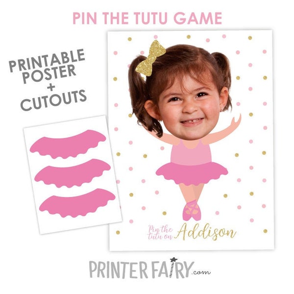 Pin The Tutu Game, Ballerina Birthday Party, Ballet Party Decorations, Party Game, Pin the Tail, DIGITAL Personalized Poster