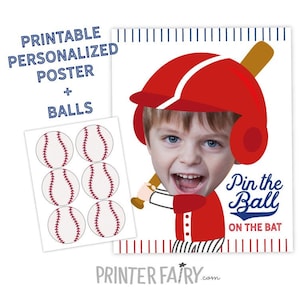 Baseball Birthday Party, Pin the ball game, Sports Birthday Party, Baseball Games, Baseball Birthday Decorations, DIGITAL Personalized item image 1