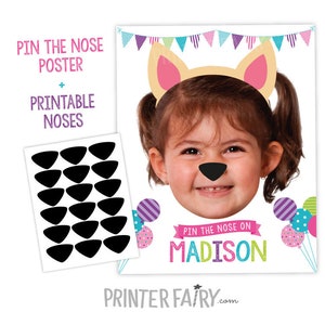 Pin The Nose Game, Pet Adoption Birthday Party, Puppy Party Decorations, Party Game, Any Age, Pin the Tail, DIGITAL Personalized