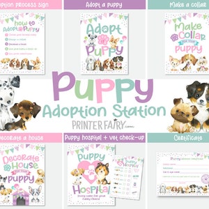 Puppy Party Games, Adopt a Puppy Party, Dog Adoption Birthday Party, Dog Lover Birthday, Puppy Adoption Station, 7+1 files! INSTANT DOWNLOAD