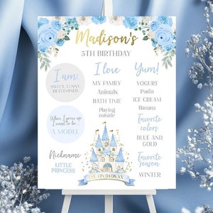 Princess Birthday Board, Princess Castle Party Decorations, Milestones, Fairytale Party Decor, Editable in Corjl