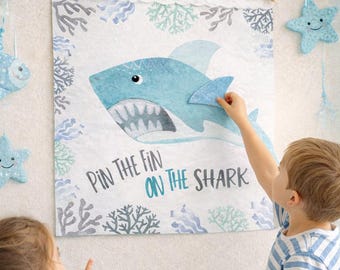 Pin the Tail on the Shark Printable Birthday Game – 16x20 Poster + Tail ...