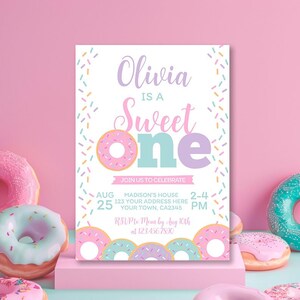 Sweet One Birthday Invitation, Donut Party, EDITABLE Invitation, Donut 1st birthday, Sweet One Invitation, Digital, Instant Download