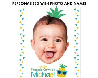 Pin The Crown game, Pineapple Birthday Party, Luau Birthday Decorations, Birthday Party Game, Pin the Tail, DIGITAL Personalized Poster