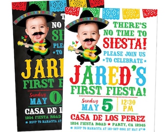 Faire-part premier anniversaire Cinco de Mayo avec photo, 1er anniversaire Fiesta, Faire-part d'anniversaire Mariachi, Invitation numérique, 2 options