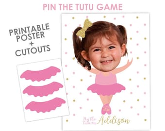 Pin The Tutu Game, Ballerina Birthday Party, Ballet Party Decorations, Party Game, Pin the Tail, DIGITAL Personalized Poster