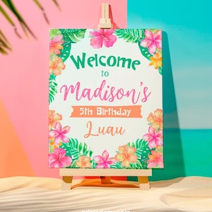 Luau Welcome Sign, Editable, Hawaiian Welcome Sign, Tropical Welcome Sign, Luau Birthday Party Welcome Sign, Luau Birthday Sign Template
