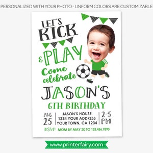 Soccer Boy Birthday Invitation with Photo, Soccer Birthday, Sports Birthday Party, Personalized Printable DIGITAL Invite