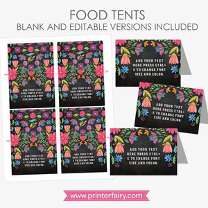Tentes florales Fiesta, étiquettes modifiables Cinco de Mayo (téléchargement instantané imprimable)