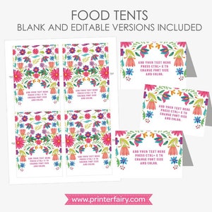 Tentes florales Fiesta, étiquettes alimentaires modifiables (téléchargement instantané imprimable)