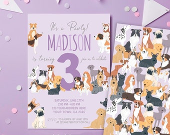 Puppy Birthday Invitation, Pet Adoption Party (Instant Download)
