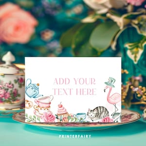 Alice in Wonderland Food Tents, EDITABLE Label, Alice in onederland Place Cards, Onederland Birthday Decorations, INSTANT DOWNLOAD