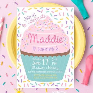 Cupcake-Einladung bearbeitbar, Back-Geburtstags-Einladung, Bäckerei-Geburtstag, Streusel-Einladung, süße Geburtstags-Einladung, SOFORT-DOWNLOAD
