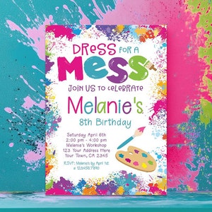 EDITABLE Art Birthday Invitation, Painting Birthday Party, Art Invitation, Colorful, Paint Party, EDIT YOURSELF Digital Invite