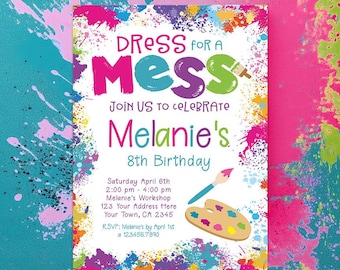 EDITABLE Art Birthday Invitation, Painting Birthday Party, Art Invitation, Colorful, Paint Party, EDIT YOURSELF Digital Invite