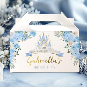 Cinderella Gable Box Label, Princess Party Favors Label, Fairytale Treat Box Printable Custom Label, Editable in Corjl, Instant Download