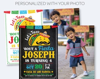 Taco Birthday Invitation with Photo, Fiesta Birthday Party, Mexican Birthday Invitation, Printable Personalized Digital Invite, 2 Options