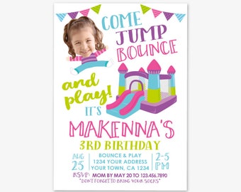 Jump Invitation with Photo, Bounce House Invitation, Trampoline Birthday, Jump Party, Personalized Printable DIGITAL Invite