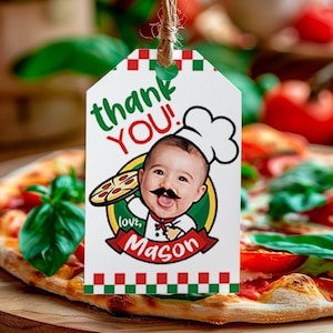 Pizza Party Favor Tags, Pizza Birthday Party, Italian Birthday Party, Chef Birthday Party, Personalized Printable Thank You Tags