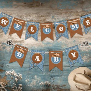 Cowboy Baby Shower Banner, Editable, Rodeo Baby Sprinkle Decoration Little Cowboy Baby Shower Party Wild West Rodeo Ranch Baby Shower