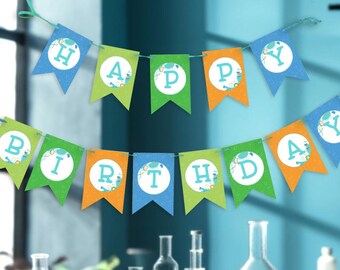 Editable Science Birthday Party Banner (Digital Download)