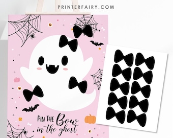 Pin the Bow Tie in the Ghost Spooky One Halloween Party Pin the Tail Game Ghost Party Hey Boo Party Decorations INSTANT DOWNLOAD, ghp1