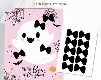 Pin the Bow Tie in the Ghost Spooky One Halloween Party Pin the Tail Game Ghost Party Hey Boo Party Decorations INSTANT DOWNLOAD, ghp1