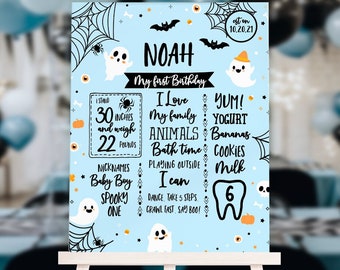 Spooky One Milestones Board, EDITABLE Halloween 1st Birthday Board, Pink Halloween, Ghost Birthday, Spooky Party, INSTANT DOWNLOAD, spk1