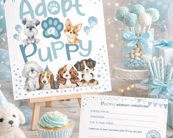 Adopt a Dog Certificate Pet Party Puppy Birthday Game Printable ...