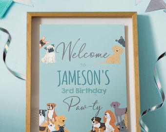 Puppy Adoption Birthday Welcome Sign, Editable Dog Pawty (Digital Item)