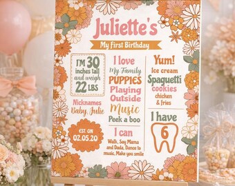 Modèle modifiable de panneau floral hippie pour les jalons, TÉLÉCHARGEMENT IMMÉDIAT