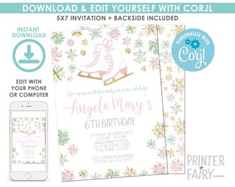 snowflake invitation etsy