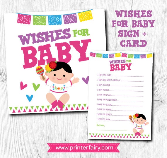 Fiesta Baby Shower Games, Cards and sign pack, Fiesta Wishes for Baby, Wishes for baby printable, Instant Download Il_570xn