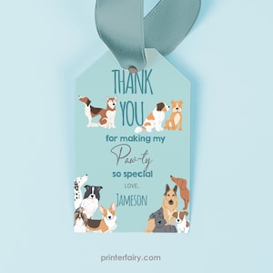 Puppy Adoption Birthday Favor Tags, Pet Adoption Party, It&#39;s a Paw-ty! Dog Party Favors,Editable Puppy Dog Birthday Thank You Tag,Lets Pawty