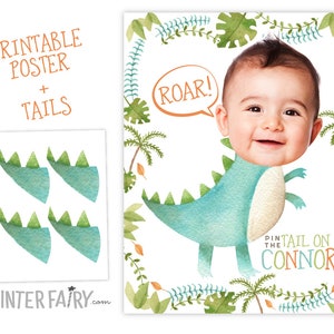 Pin The Tail Game, Dinosaur Birthday Party, Wild One Party Decorations, T-rex Party Game, Pin the Tail, DIGITAL Personalized