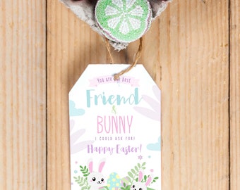 Easter Gift Tags for Friends, Editable Favor Tag, Eggcellent Friend, Easter Tag Template, Egg Hunt Favor Tag, Instant Download