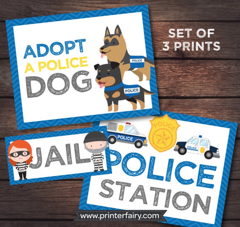 VENTE Police Birthday Party, Police Printables, Police Station Party, Cops and Robbers Birthday Party, DIGITAL files image 1