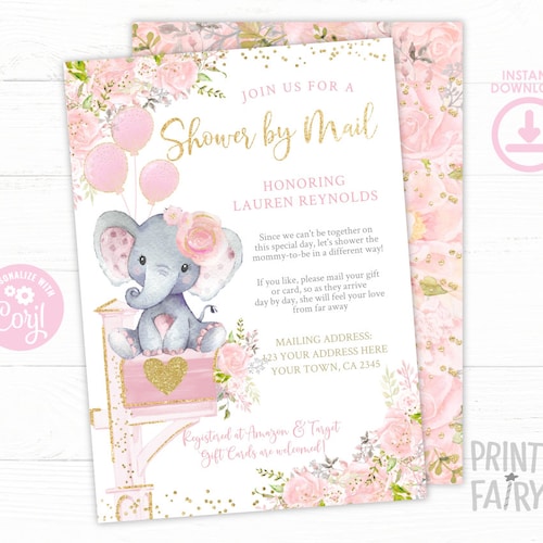 Girl Baby Shower by Mail Invitation. EDITABLE Pandemic Change Etsy