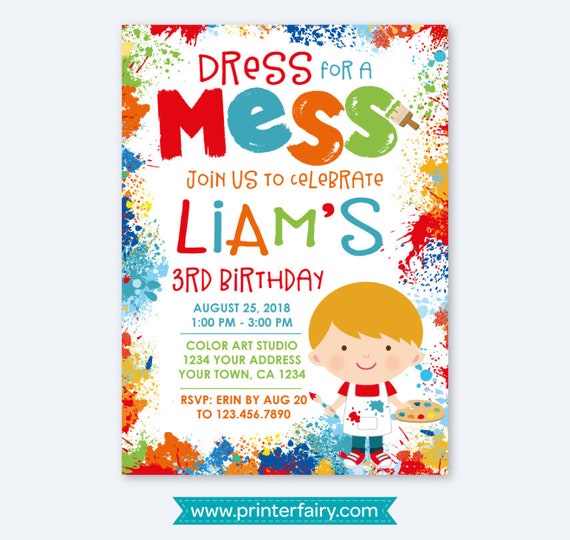 Painting Party Invitation, Art Birthday Invitation, Paint Party Invites, Painting Party, Personalized Digital Printable Invitations Il_570xn