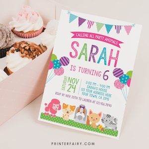 Puppies and Kitties Birthday Invitation, Pet adoption Party, Dogs Birthday Invitation, Cat Invitation, Kitty Cat Invite, INSTANT DOWNLOAD