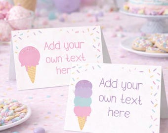 Ice Cream Sundae Bar Food Tent Cards Editable Instant Download