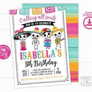 Invitación del día de los muertos, EDITABLE, Cumpleaños del Día de los Muertos, Fiesta de cumpleaños mexicana, Fiesta del día de los muertos, DESCARGA INSTANTE